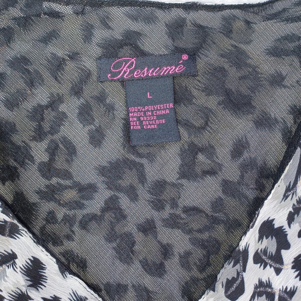 Vintage Resume Y2K Babydoll Top Size L Whimsigoth Animal Print Dark Fairy Indie - Picture 6 of 12